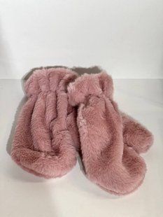 Найтепліші рожеві рукавиці "Teddy" з м'якого еко-хутра Л7 фото