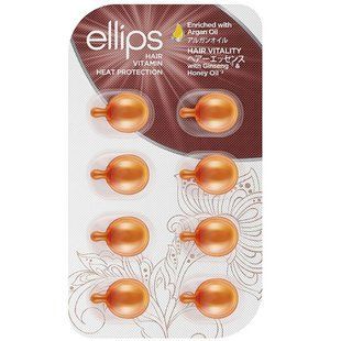 КАПСУЛИ ДЛЯ ВОЛОССЯ ЗДОРОВ'Я ВОЛОССЯ ELLIPS HAIR VITAMIN HEAT PROTECTION 8 ШТ X 1 МЛ ОРАНЖЕВІ 1007-р фото